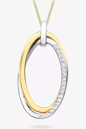 IBB 9ct Two Colour Gold Twined Oval Pendant Necklace