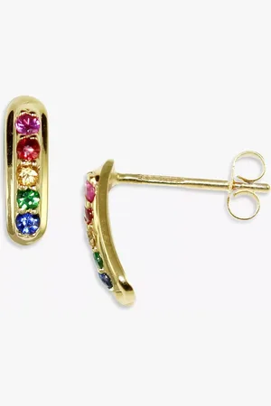 London Road 9ct Gold Sapphire Garnet and Tsavorite Stud Earrings