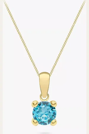 IBB 9ct Yellow Gold Round Cubic Zirconia Pendant Necklace