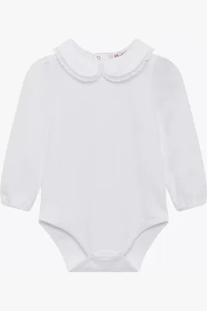 FrenchTrotters Baby Evelyn Long Sleeve Lace Trim Bodysuit