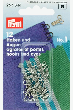 Prym Hooks and Loops, Size 1, Pack of 12
