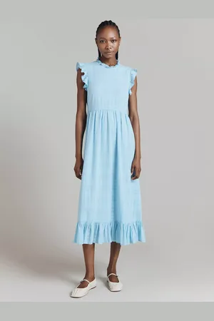 Ghost Monique Frill Linen Blend Dress