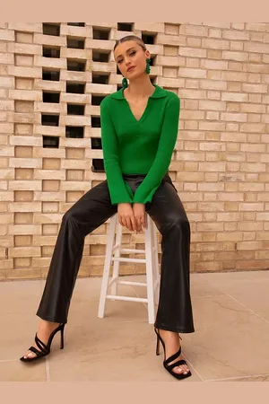 Chi Chi London Faux Leather Flared Trousers