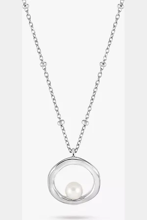 Dower & Hall Freshwater Pearl Open Circle Beaded Pendant Necklace