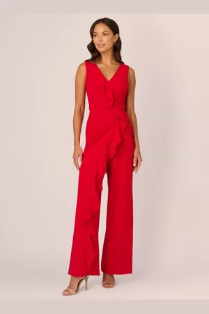 Adrianna Papell Ruffle Crepe Jumpsuit