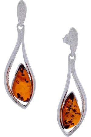 Be-Jewelled Marquise Cut Baltic Amber Drop Earrings