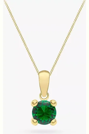IBB 9ct Yellow Gold Round Cubic Zirconia Pendant Necklace