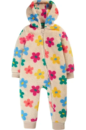 Frugi Baby Cosy Teddy Fleece Flower Print Snuggle Suit