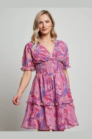 Chi Chi London Abstract Print Tiered Dress