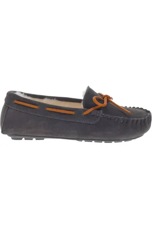 JONES BOOTMAKER Ferne Suede Faux Fur Lined Moccasin Slippers