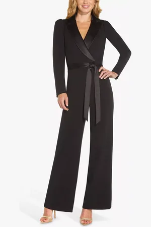 Adrianna Papell Knit Crepe Tuxedo Jumpsuit