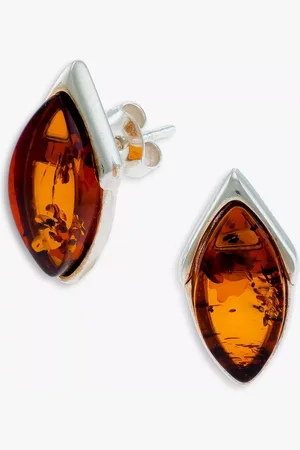 Be-Jewelled Marquise Baltic Amber Stud Earrings