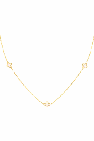 IBB 9ct Mother of Pearl Clover Petal Necklace