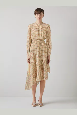 L.K. Bennett Bea Mini Check Ruffle Detail Midi Dress