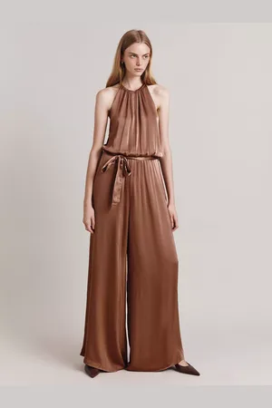 Ghost Elsie Wide Leg Satin Jumpsuit