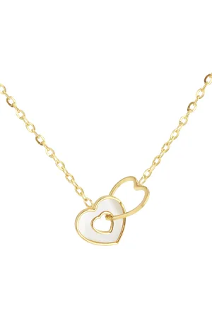 IBB 9ct Mother of Pearl Interlocked Heart Necklace