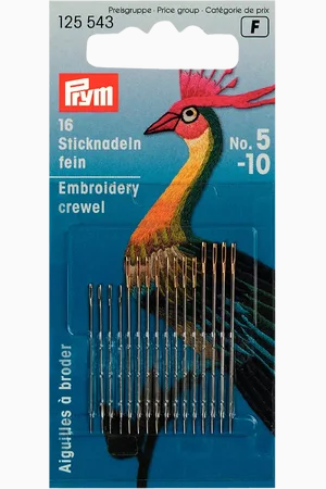 Prym Fine Embroidery Needles, Pack of 16