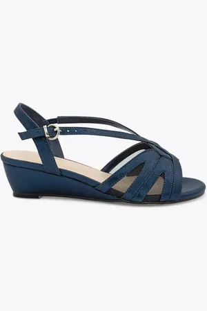 Paradox London Julia Wide Fit Shimmer Mid Heel Wedge Sandals