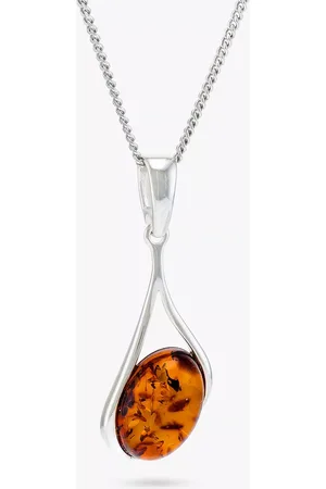 Be-Jewelled Amber Sterling Silver Pendant Necklace