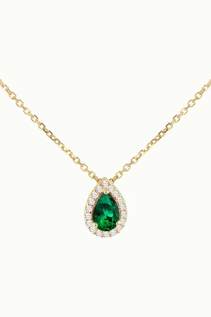 IBB Cubic Zirconia Pear Halo Pendant Necklace