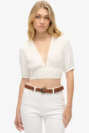 Superdry Ibiza Short Sleeve Lace Trim Top