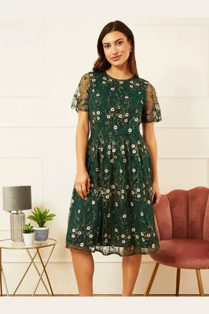 Yumi Embroidered Floral Skater Dress