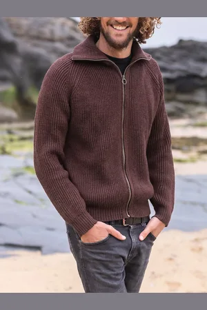 CELTIC & CO. Ribbed Zip Merino Wool Cardigan