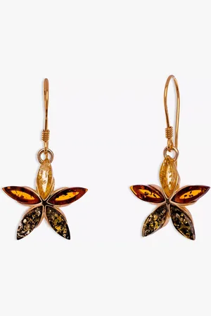 Be-Jewelled Amber Flower Drop Earrings