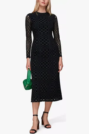 Whistles Checkerboard Mesh Bodycon Midi Dress