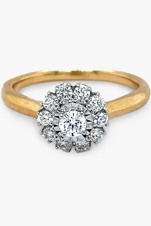 E.W Adams E.W 18ct Yellow and White Gold Illusion Set Diamond Cluster Ring, N