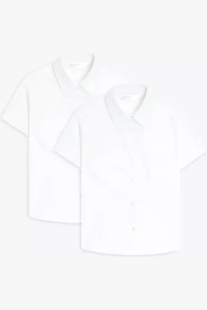 John Lewis Organic Cotton Short Sleeve School Blouse, Pack of 2