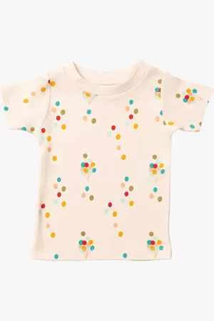 Little Green Radicals Baby Organic Cotton Rainbow Balloon Scatter Short Sleeve T-Shirt