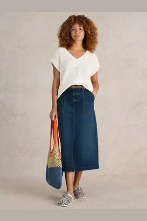 White Stuff F Maren Denim Midi Skirt
