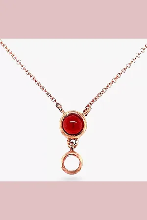London Road 9ct Gold Double Stone Drop Pendant Necklace