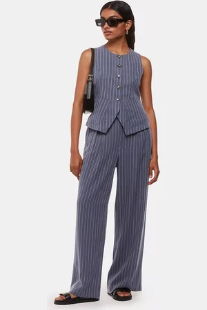 Whistles Petite Lottie Pinstripe Wide Leg Trousers