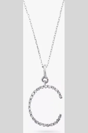 E.W Adams 9ct White Gold Diamond Initial Pendant