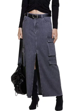 Sisley Cargo Flap Denim Maxi Skirt