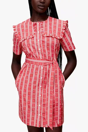 Whistles Stripe Print Collared Mini Dress