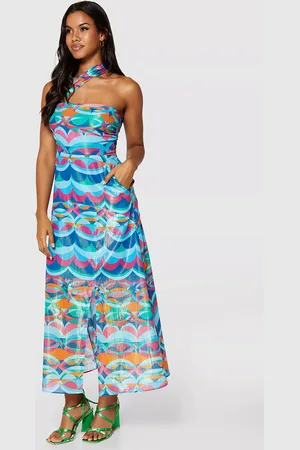 Closet One Shoulder Abstract Print Midi Dress