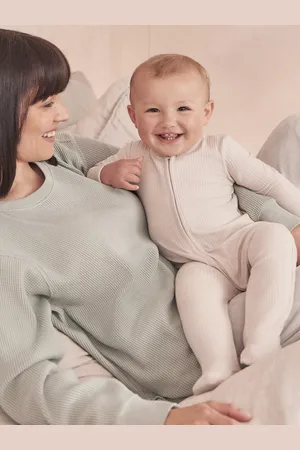Mori Baby Clever Zip Ribbed Sleepsuit