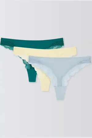 John Lewis Modal Lace Thong, Pack of 3