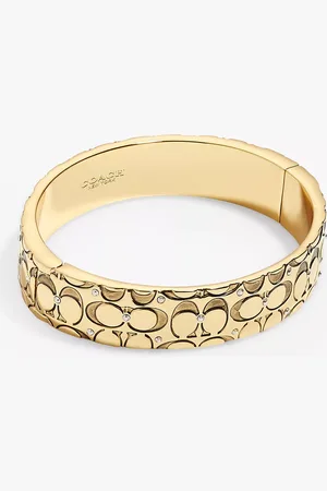 Coach Hinged Engraved Signature C Crystal Bangle
