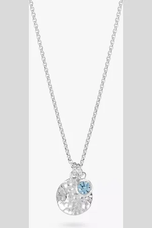 Dower & Hall Aquamarine Disc Pendant Necklace, Silver