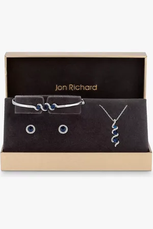 Jon Richard Cubic Zirconia Twist Pendant Necklace, Bracelet and Stud Earrings Jewellery Gift Set