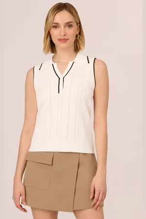 Adrianna Papell Y-Polo Cable Knit Jumper