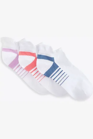 John Lewis Heel Tab Sports Socks, Pack of 3, White/Multi