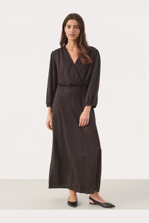 Part Two Dalmine 3/4 Sleeve Glitter Wrap Maxi Dress