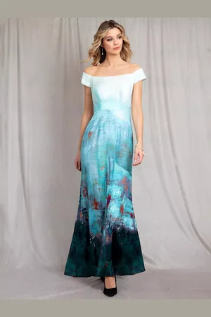 Alie Street Jasmine Abstract Off The Shoulder Maxi Dress