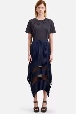 The Kooples Plisse Pleat Midi Skirt