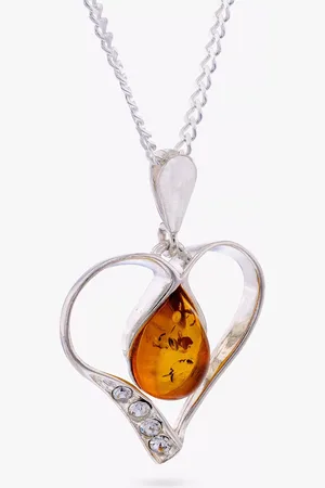 Be-Jewelled Amber Cutout Heart Pendant Necklace